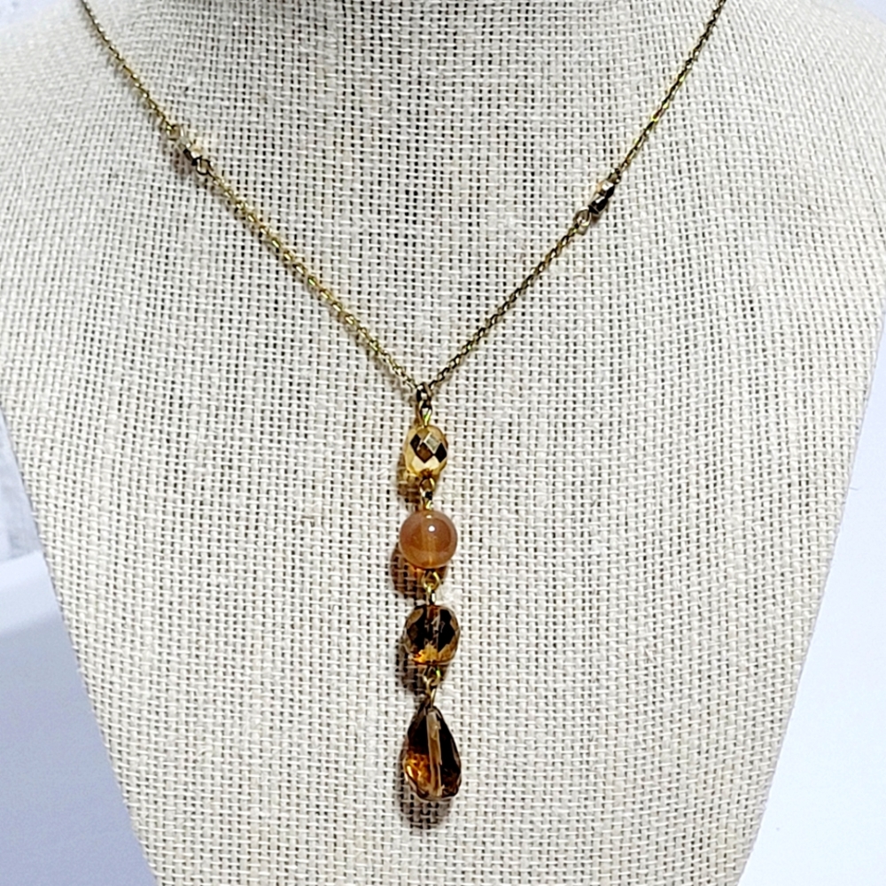 WHBM Gold & Brown Beaded Necklace